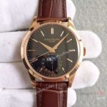Swiss Replica Patek Philippe Geneve Moonphase Watch Rose Gold Brown Leather 40mm